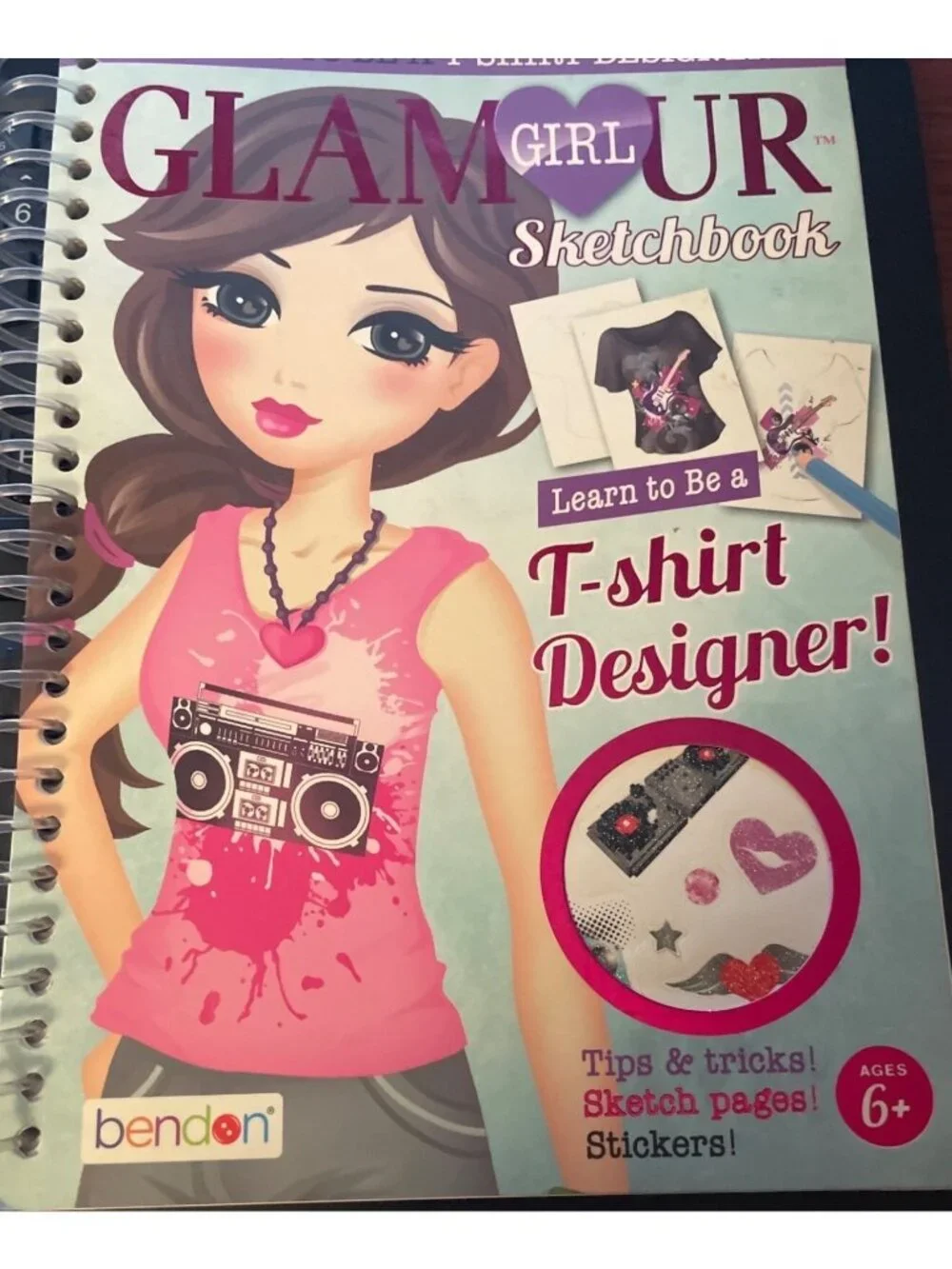 Glamour Girl T-Shirt Designer Crafts Sketchbook Bendon For Ages 6+ Stickers Tips
